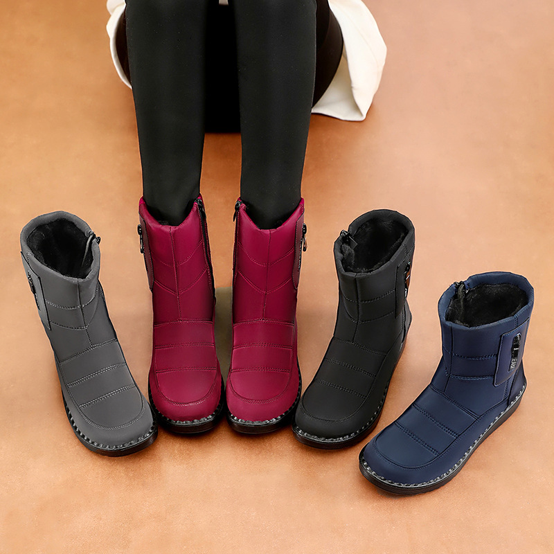 Scarpe da donna in poliuretano più stivali in velluto ispessiti stivali da neve caldi sportivi all'aperto stivali lunghi in cotone_voghion.com