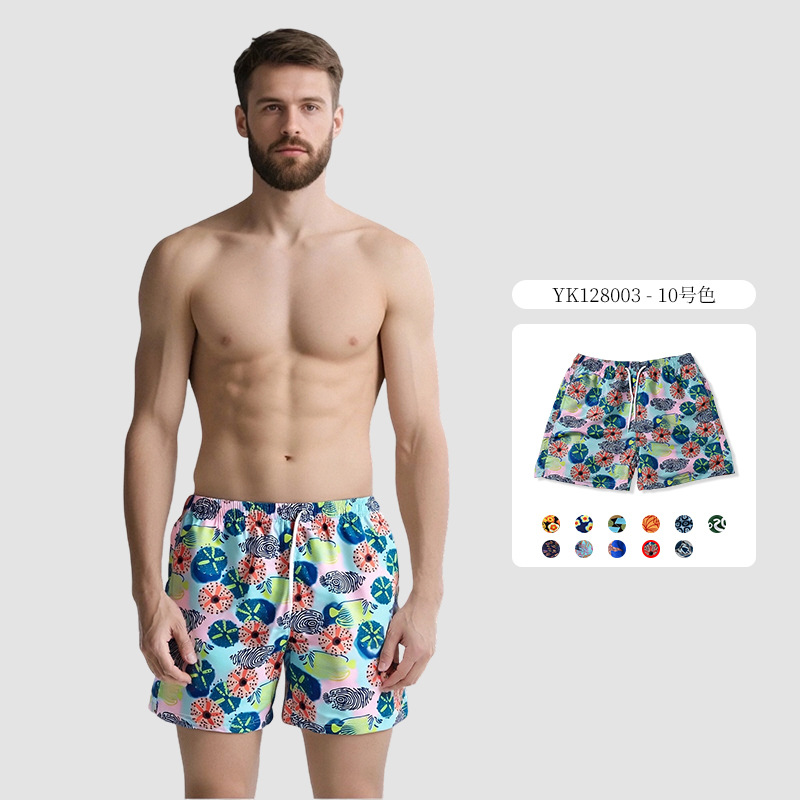 Pantalones de cuatro puntos con estampado de piel de melocotón para hombre de verano Pantalones de baño casuales de tamaño europeo Pantalones de playa de vacaciones de surf de secado rápido