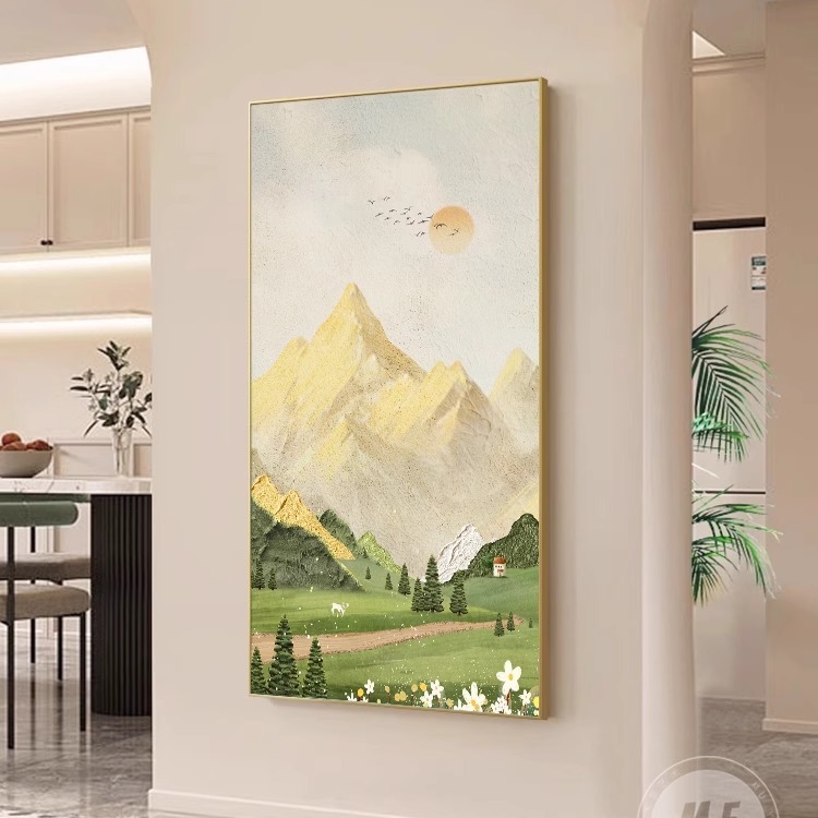 入门玄关挂画2025新款日照金山好寓意山水画轻奢高级感风景装饰画|undefined