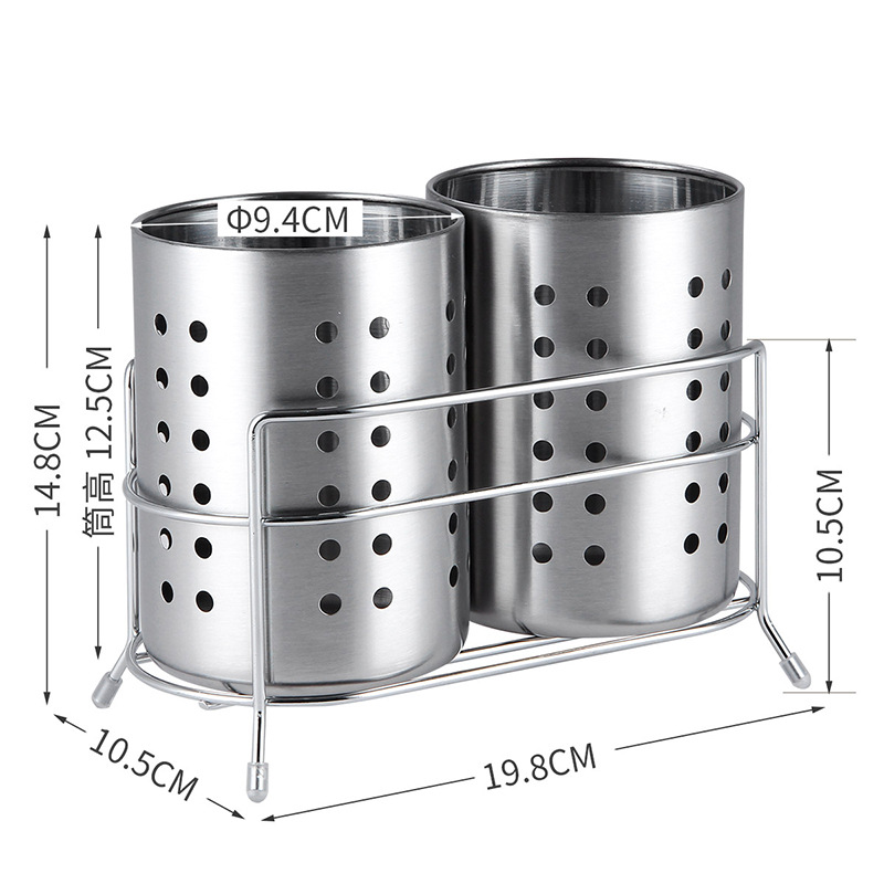 Ou runzhe cesta de vajilla de doble tubo de acero inoxidable con estante bandeja de agua drenaje cocina palillos jaula cuchillo, tenedor y cuchara tubo de almacenamiento