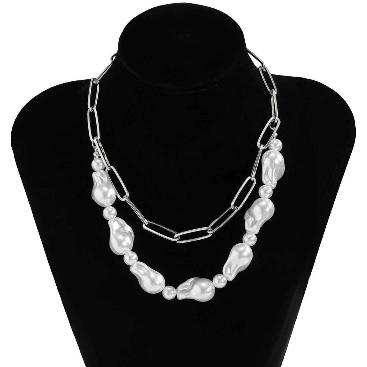 Fashion Special-shaped Imitation Pearl Double-layer Alloy Necklace Wholesale display picture 6