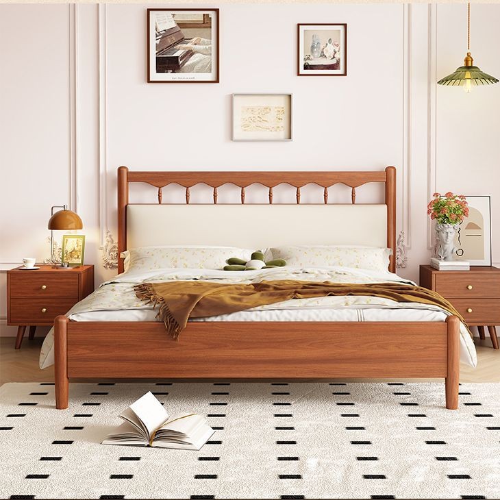 Nordic Style Vintage Log Style Solid Wood Bed Modern Simple 1.5 Double Master Bedroom Wedding Bed Cream Style Japanese Style Homestay Bed