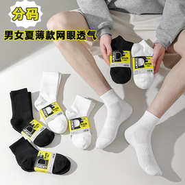 DUDUSNOW网眼夏季纯色情侣抗菌防臭吸汗棉袜白色运动袜吸汗防臭