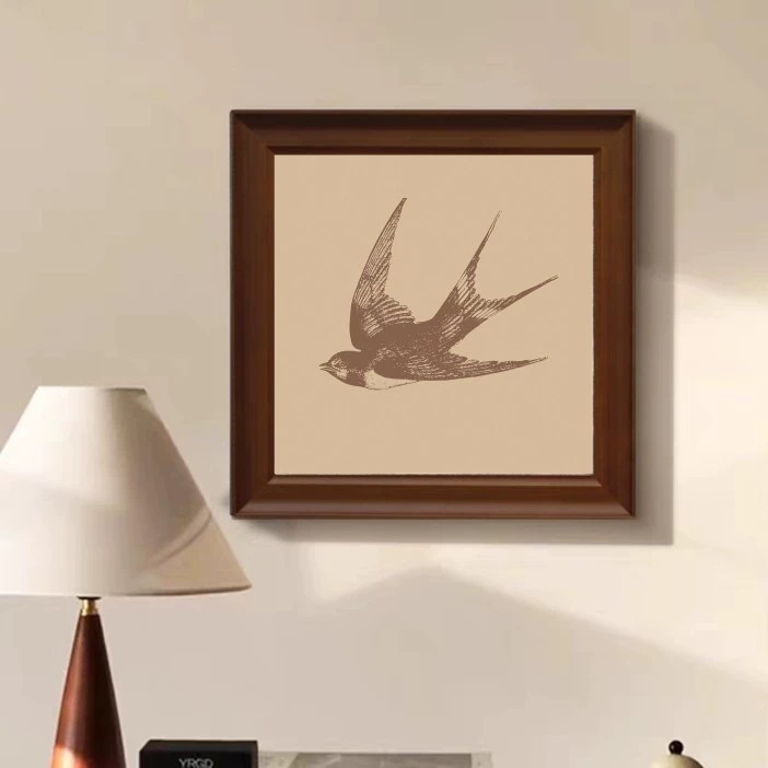 Swallow French Middle and Ancient Style Art Abstract Animal Restaurant Square Decorative Painting with Silent Background Wall Bedroom Hanging Painting Core Swallow French Middle and Ancient Style Art Abstract Animal Restaurant Square Decorative Painting with Silent Background Wall Bedroom Hanging Painting Core