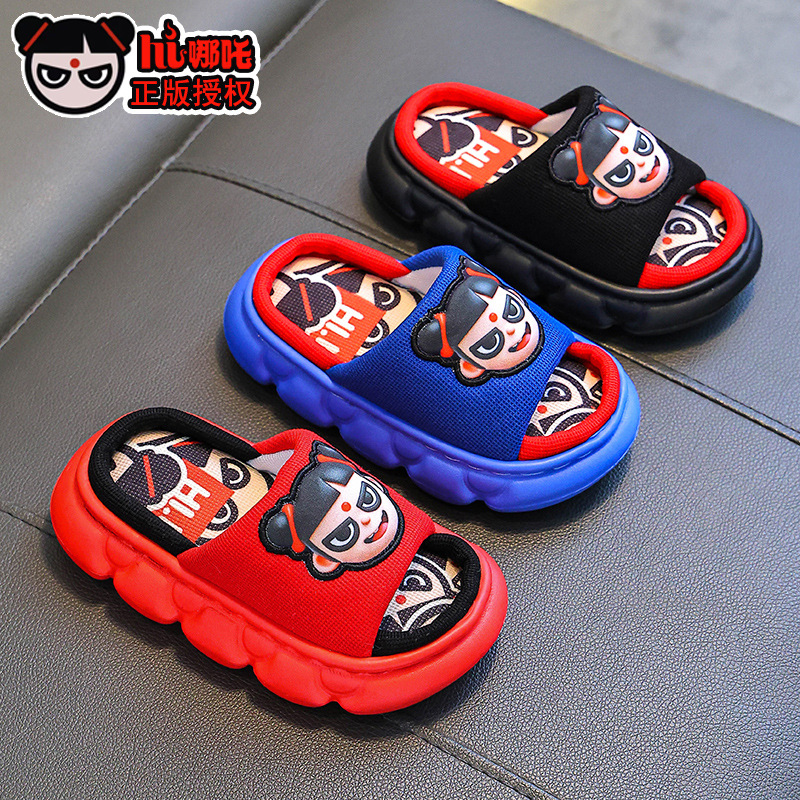 Nezha primavera y otoño sandalias y zapatillas de lino para niños antideslizantes para niños y niñas