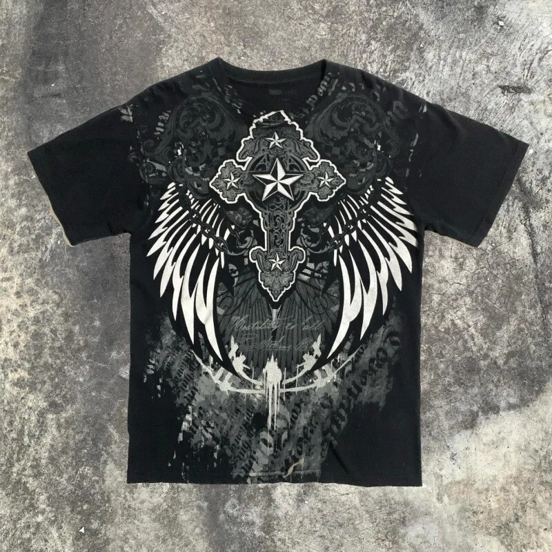 Urban Legend Graphic T-Shirt for Men, Large Size, Grand Chong Skull Wings, New Fashion Street Style Top for Men Urban Legend Graphic T-Shirt for Men, Large Size, Grand Chong Skull Wings, New Fashion Street Style Top for Men