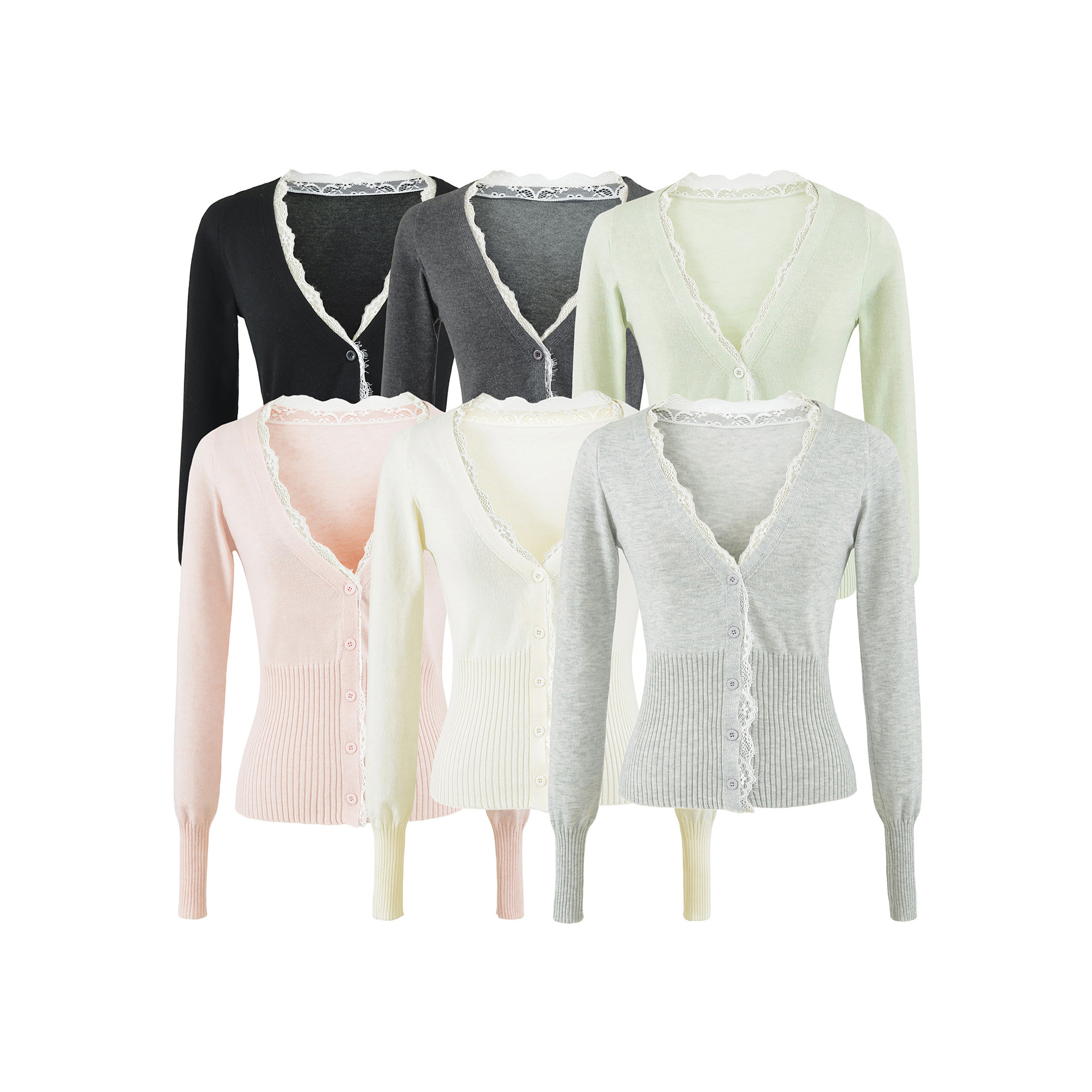 lace white knitted fitted long-sleeve