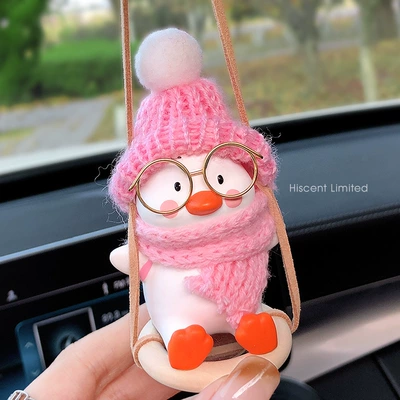 Hanging Decoration – Car hanging - duck-with-pink-hat-scarf