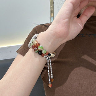 [Transfer beads] for applewatch strap agate stone iwatchS9/8 beaded bracelet New Year national style