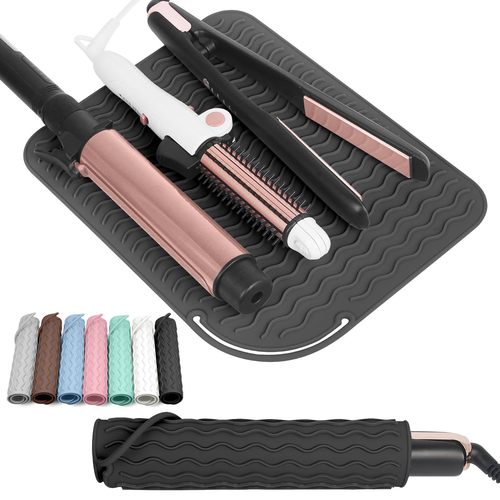 Heat-resistant silicone handle hair curler pad, makeup brush magnetic absorption bag, waterproof portable travel silicone beauty egg storage rack