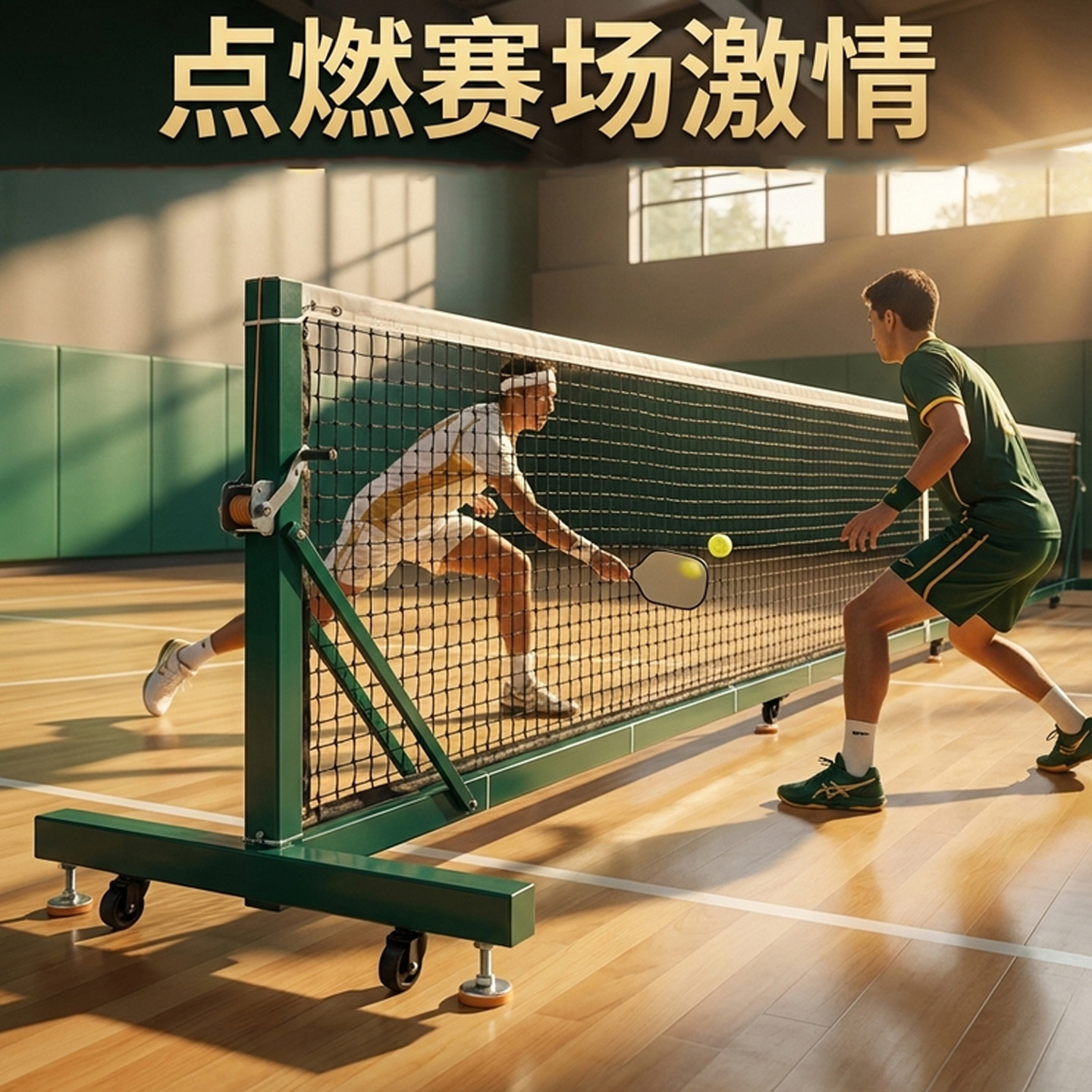 Competition-Grade Pickleball Net Posts, Suitable for Both Indoor and Outdoor Use, Thickened Iron Pipes with Wheels for Easy Mobility, Stable and Durable