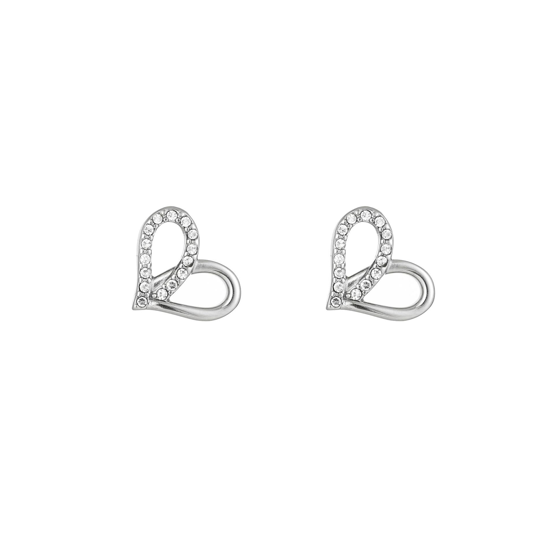Women's Gender 1 Pair Sweet Simple Style Heart Shape Hollow Out Inlay Titanium Steel Zircon Ear Studs