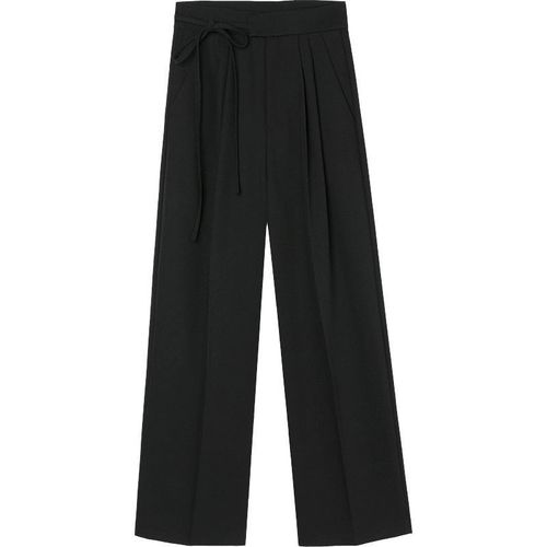 Women's Fall Straight Corduroy Belted Suit Pants, High-Waisted Flowy Wide Leg Pants 2025 Western Pants Casual Trousers