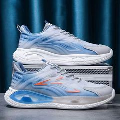 Men's Summer Breathable Coconut Shoes, Thick Sole Shock Absorbing Trendy Shoes, Lightweight Comfortable Casual Shoes, Flyknit Sports Shoes, Running Shoes