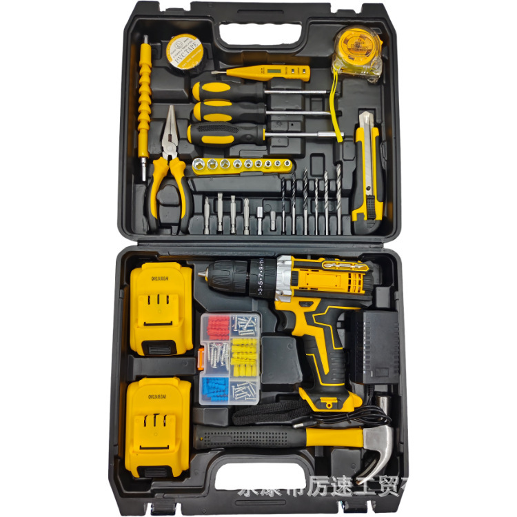 Herramientas eléctricas domésticas transfronterizas taladro de impacto de litio eléctrico de alto rendimiento taladro eléctrico de grado industrial taladro de mano multifuncional carga