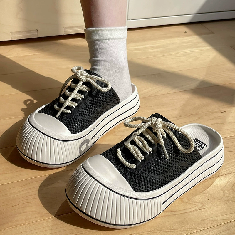 Дышащая сетчатая лапша полутолщенные холщовые туфли женские летние туфли 2025 новые женские нескользящие наружные холодные тапочки