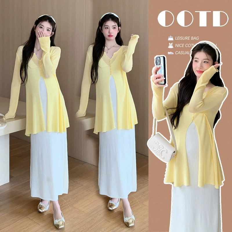 Реальный выстрел на месте высокое качество модная юбка подтяжка солнцезащитный крем два комплекта платья для беременных костюм для беременных