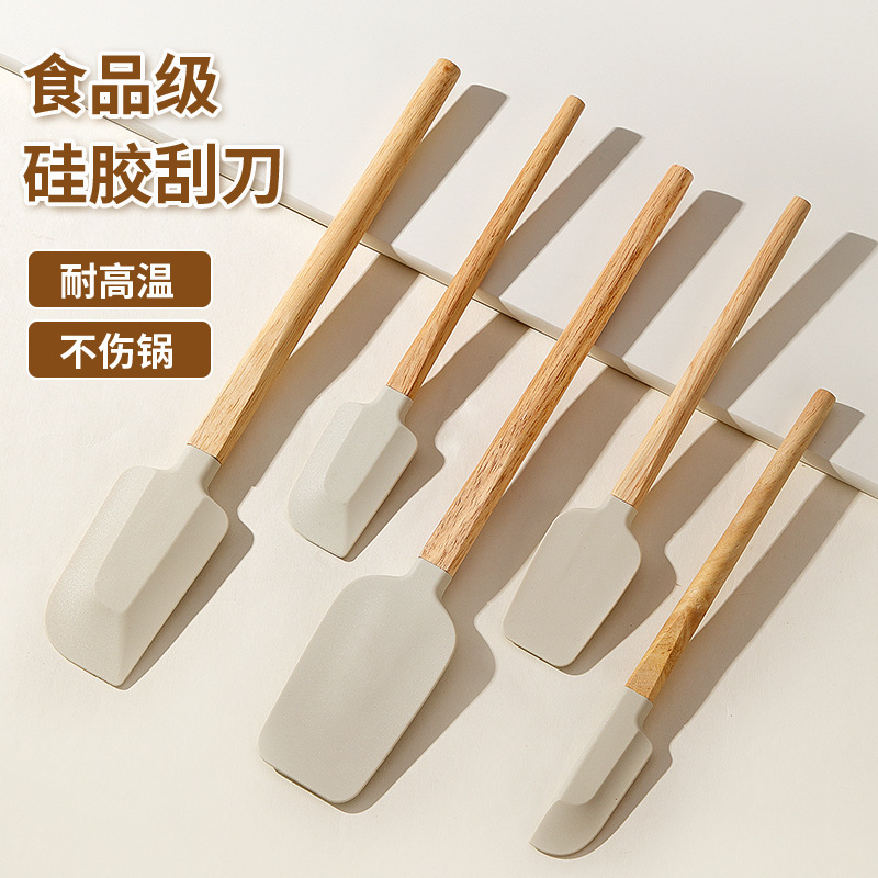 耐高温家庭用2色ケヤキ柄シリカゲルソフトスクレーパー焙煎用クリームシャベルケーキ|undefined