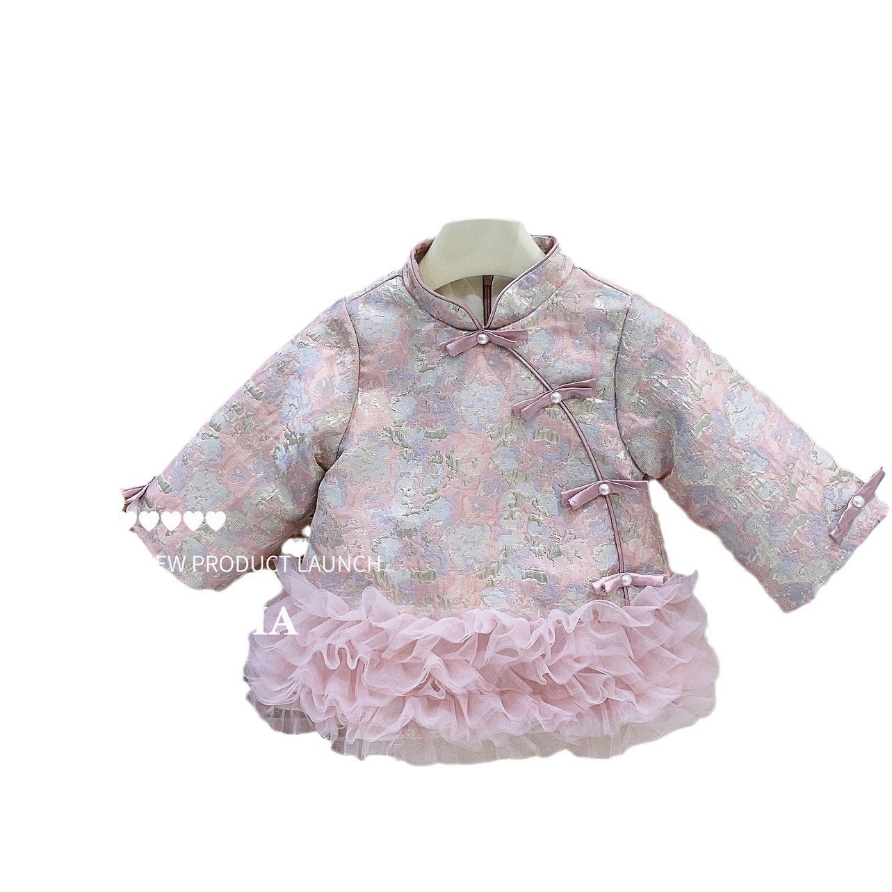 Niñas otoño y invierno nuevo cheongsam chino, vestido de mujer Tang, vestido de bambú chino de algodón extranjero, vestido de niña, pastel de malla cheongsam, falda de moda