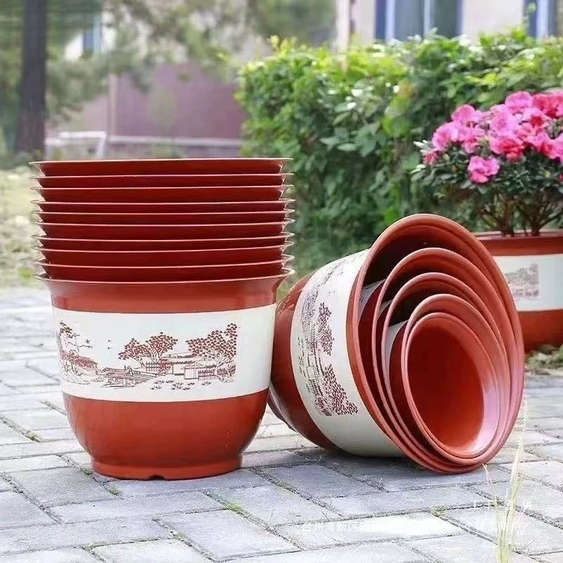 Большой искусственный керамический пластиковый цветочный горшок для фруктовых деревьев, утолщенный винтажный цветочный горшок с подносом, в стиле альбома.