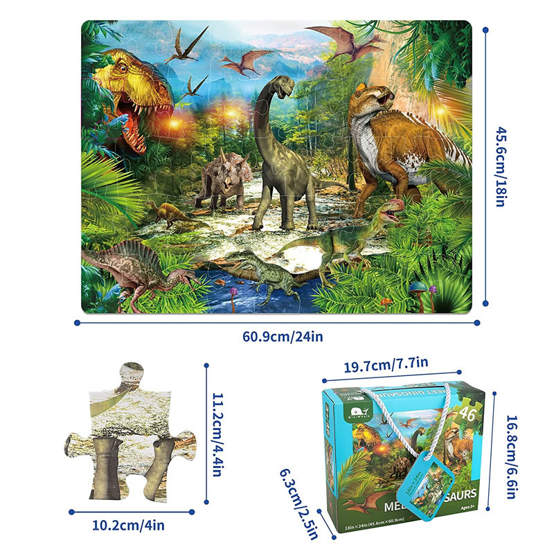 En stock y entrega rápida MiniWhale juguetes educativos para niños luminoso dinosaurio rompecabezas de los niños rompecabezas dinosaurio del piso