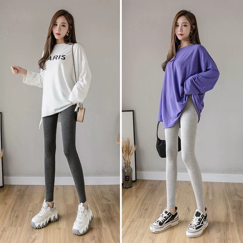 Autumn leggings, thin elastic thermal underwear, black trousers, tight, plus size