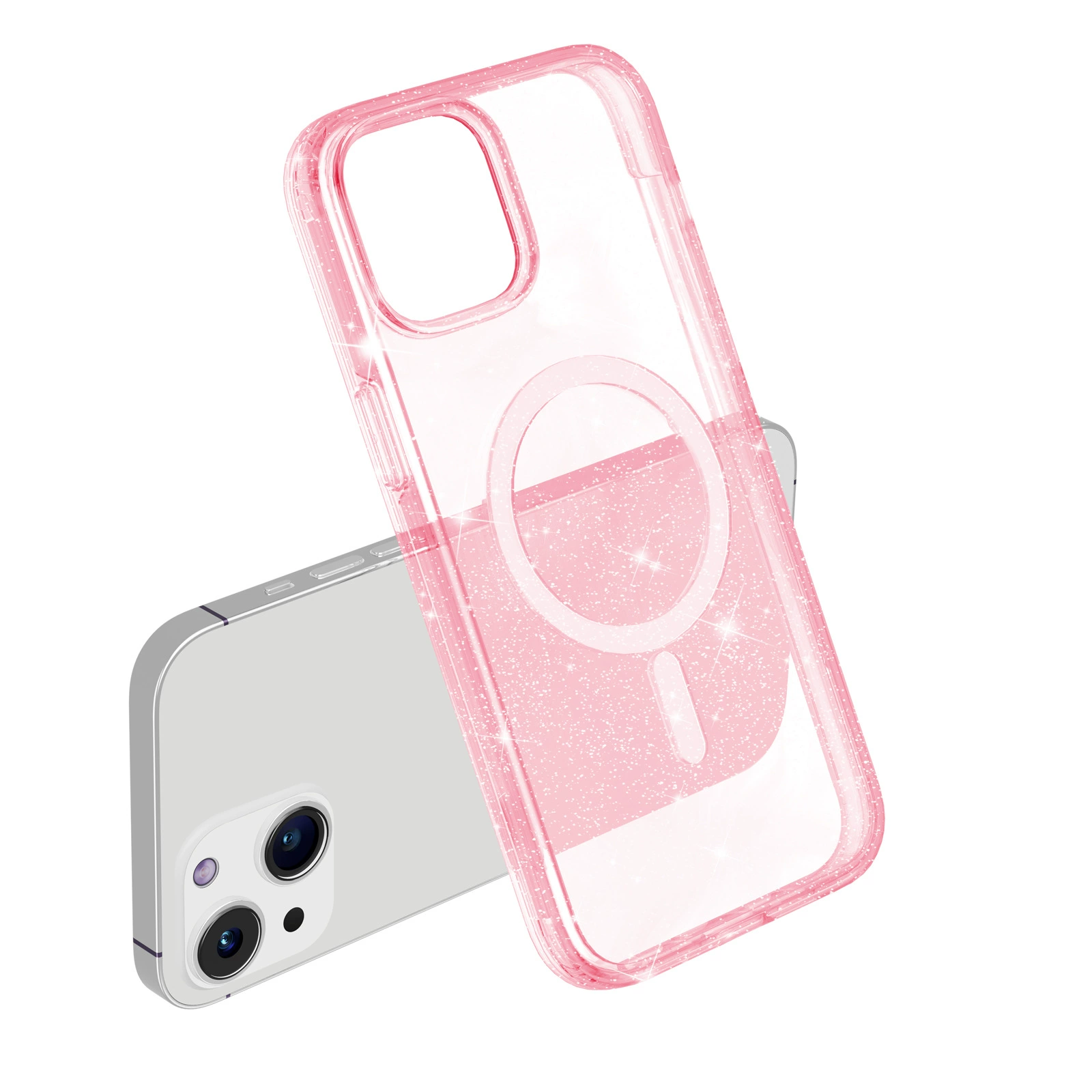 Чехол для телефона (Apple) iPhone 11–17 совместимый, прозрачный блеск, магнитный и защита от падения