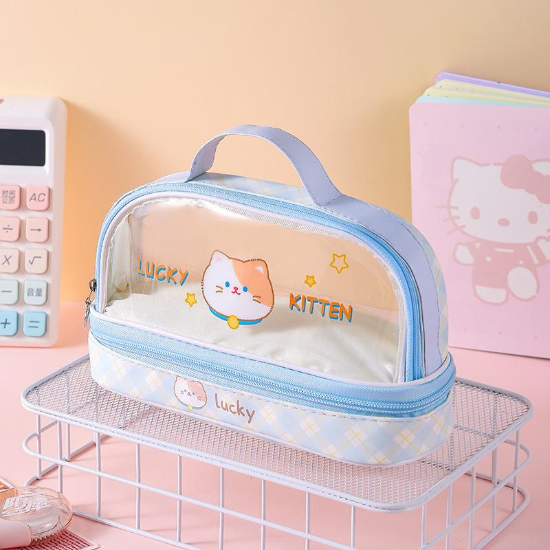 Caso de lápiz de gran capacidad de dibujos animados estudiante al por mayor caja de lápiz Portátil Bolsa de almacenamiento lindo simple bolsa de cosméticos caja de papelería