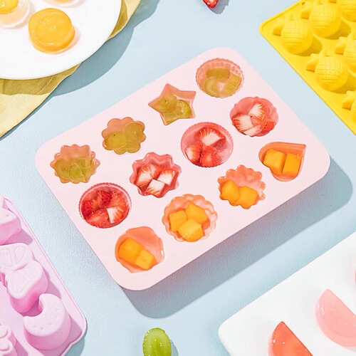 12-piece flower silicone cake mold with lid, white jelly ice cube ice cream mold, chocolate mold, pudding jelly mold