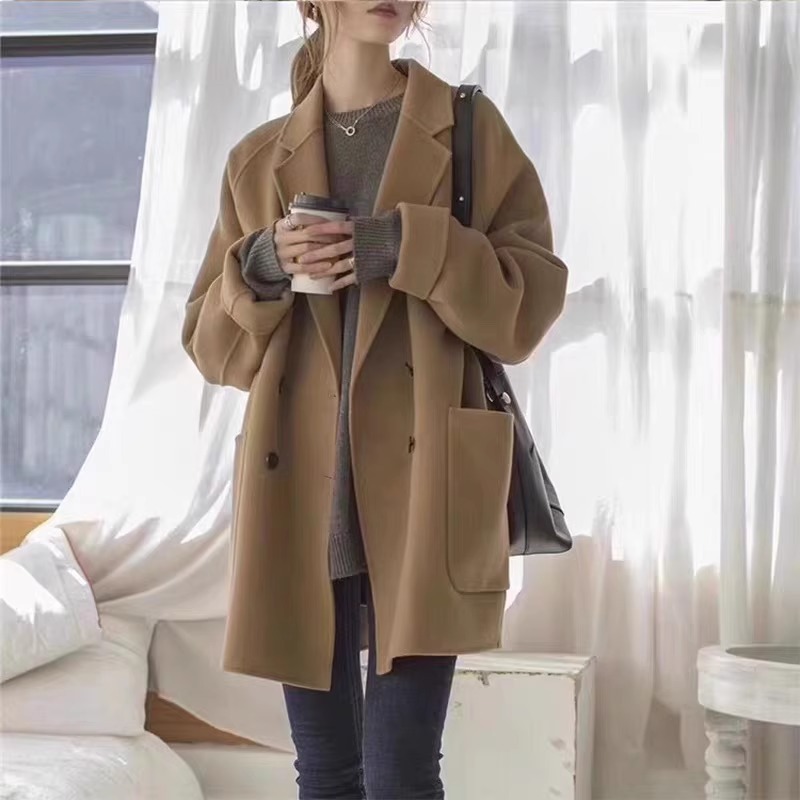 짧은 작은 샤넬 스타일 코트 여성의 유행 가을과 겨울 새로운 스타일 헵번 스타일 양모 코트