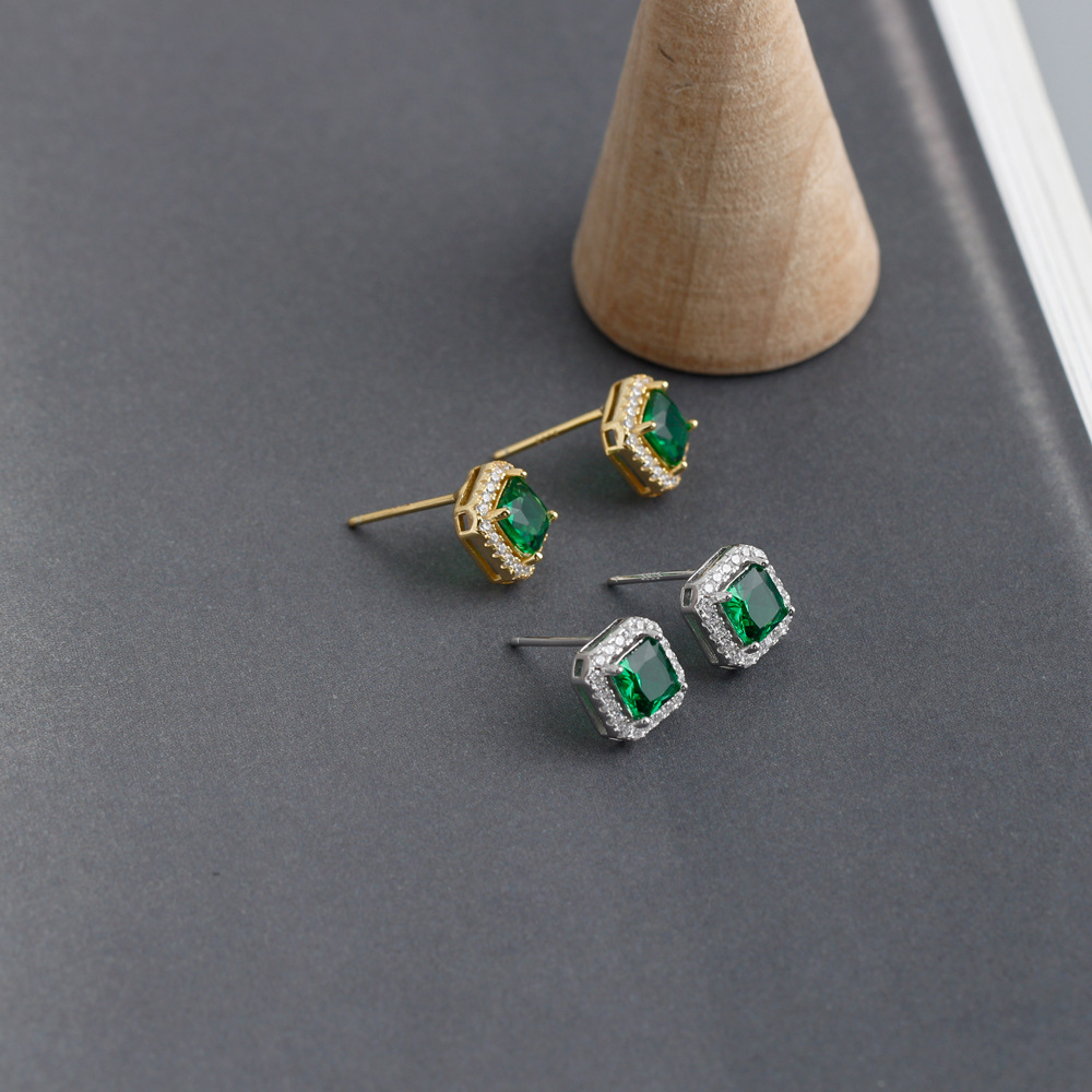 Fashion Geometric Sterling Silver Inlay Zircon Ear Studs 1 Pair