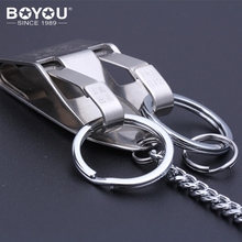 博友304不锈钢钥匙扣男士腰挂皮带创意汽车钥匙链挂件防丢锁匙扣