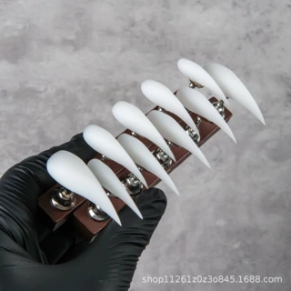 欧美外贸跨境高品质纯手工龙爪玉色细闪龙爪高级穿戴甲