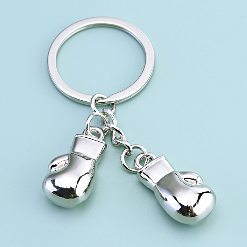 Metal Boxing Gloves Keychain Gym Gift Key Ring Sports Master Engraving Key Hanging Chain