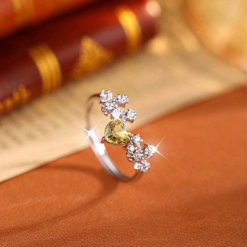 Douyin Internet Red con el mismo diseño de nicho anillo de piedra natural Gypsophila femenina anillo de plata de ley s925 joyería de alta calidad
