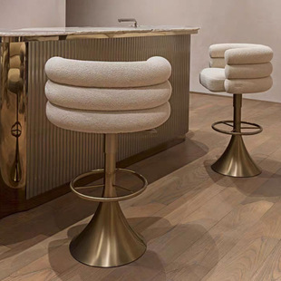 Italian light luxury modern bar chair rotary lift backrest bar high-end sense home island kitchen bar stool