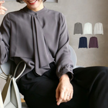 跨境工厂日本高品质气质优雅雪纺女士衬衫办公室职业通勤女衬衫