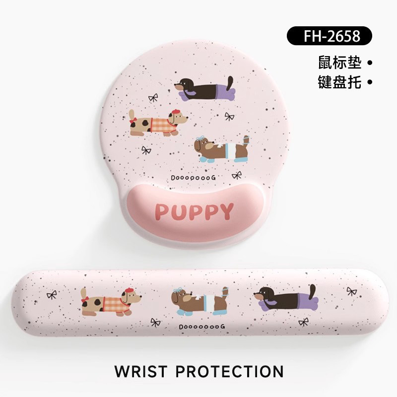 New Cartoon Dachshund Wrist Mouse Pad Girls Wrist Pad Dirty Resistant Office Laptop Keyboard Hand Rest