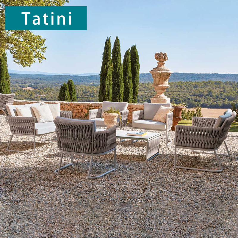 Sofá de patio exterior, conjunto de muebles de ocio para balcón de villa, sofá de ratán resistente al agua y al sol para terraza de jardín exterior. image 2
