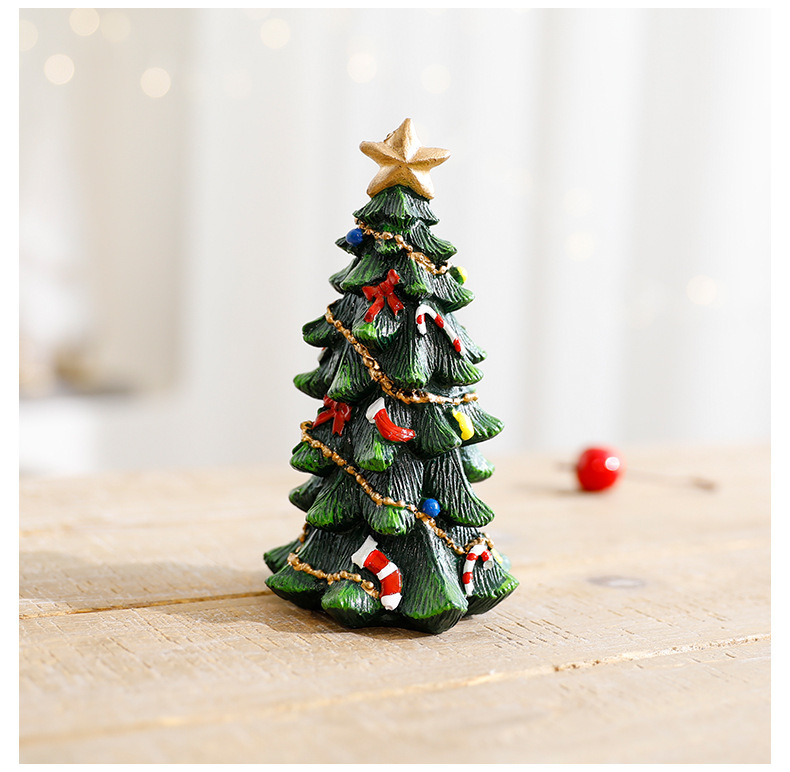 Resin Christmas Tree Decor Set – 13.5 Inch Large & Small Desktop Holiday Ornaments For Home & Party_voghion.com