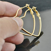 Fashionable earrings heart shaped, trend golden ear clips, wholesale, no pierced ears