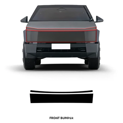 Bright Black Car Cybertruck: Car paint protective film - front-bumper-tpu-transparent-protective-film-tesla-cybertruck