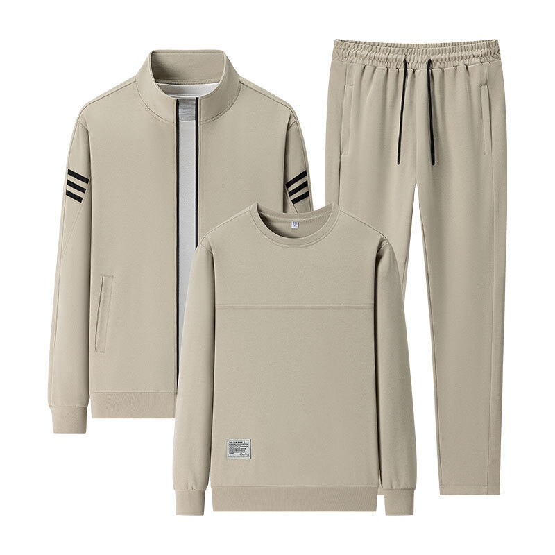 Trajes deportivos transfronterizos de primavera y otoño para hombres 2025 nuevos trajes deportivos casuales chaqueta chaqueta pantalones de tres piezas para hombres moda image 4