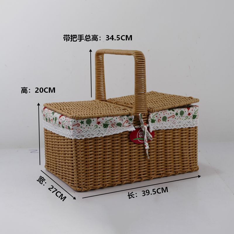 Cestas de picnic al aire libre de plástico personalizado de vid tejido a mano de vid almacenamiento de regalos de verduras y frutas cesta de picnic