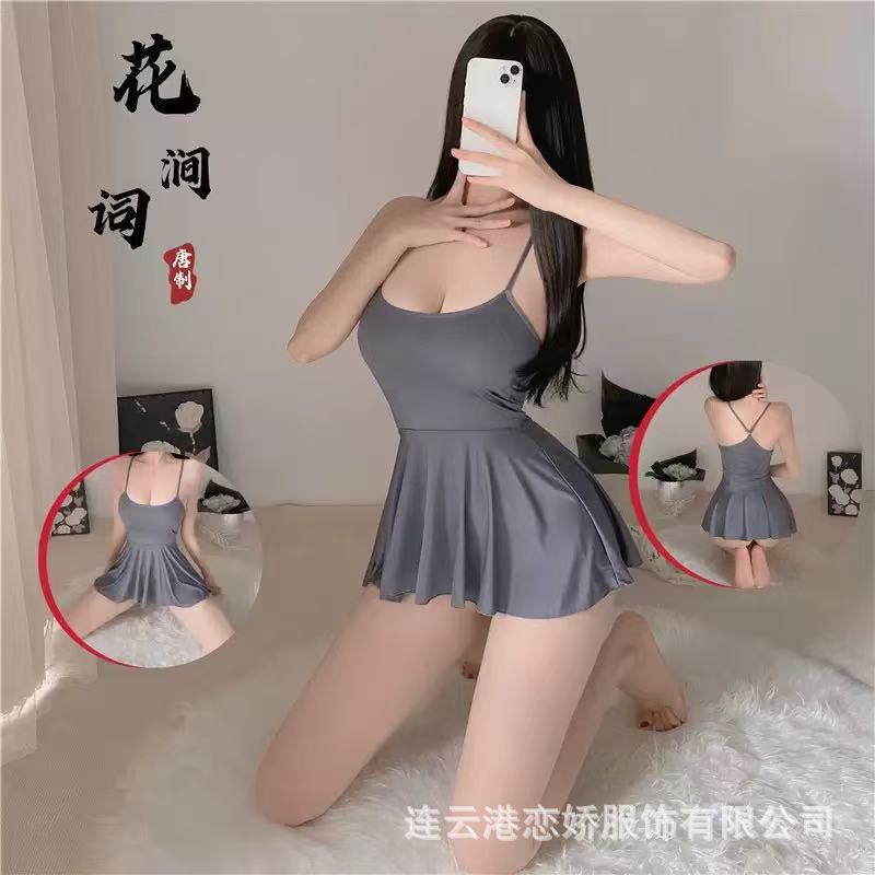 Sexy lingerie, sexy suspender nightdress for women, hot cross-back ultra-short skirt, nightclub teasing pure desire home wear