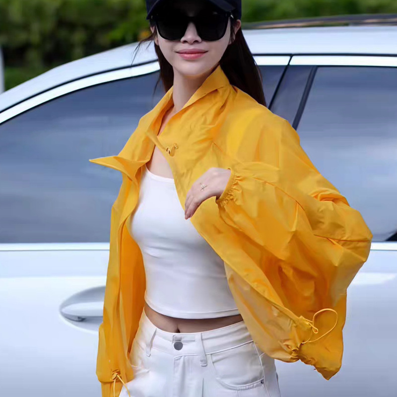 Lightweight Silhouette Sun Protection Jacket, Stand-Up Collar Short Coat for Women, Thin Loose Zipper Cardigan Top, Summer 2026 New Style