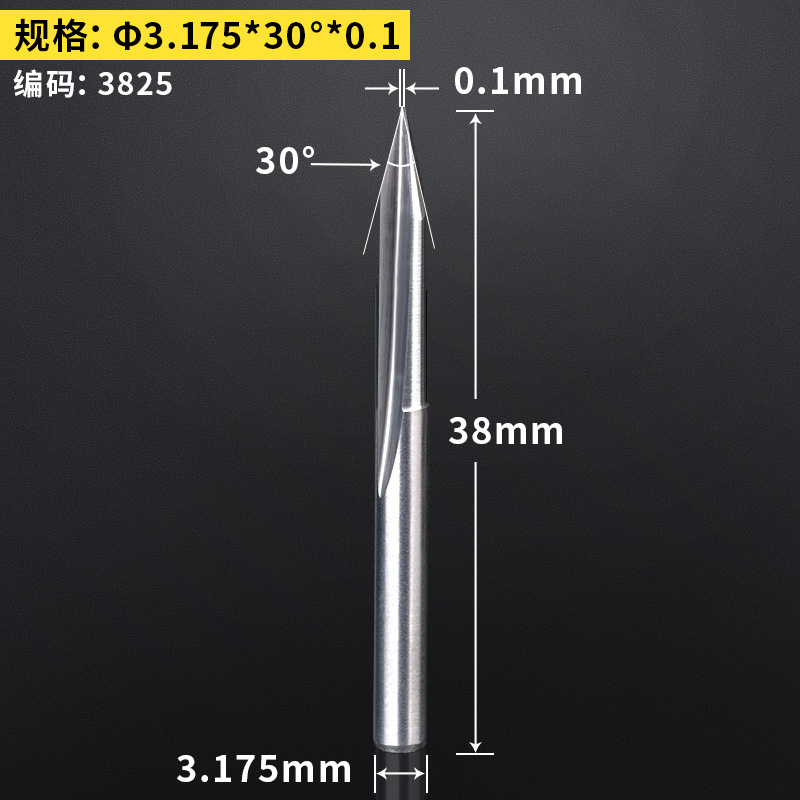 Huhao 3.175/4/6mm doble hoja recta ranura afilado Cuchillo CNC cónico cuchillo grabado máquina herramienta cuchillo de alivio profundo