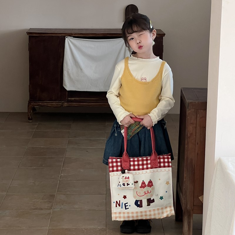 Caricatura de niños y niñas, bolsos de hombro de gran capacidad, bolsos de nicho de diseño, bolsos de mano nuevos lindos para niñas