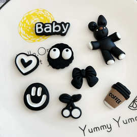 卡通暗黑系煤球蝴蝶结爱心树脂配件洞洞鞋diy配件鞋扣饰品批发