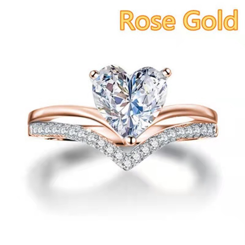 1 Piece Quantity 1 Piece Heart Shape Rings Alloy Zircon Women'S Glam Rings